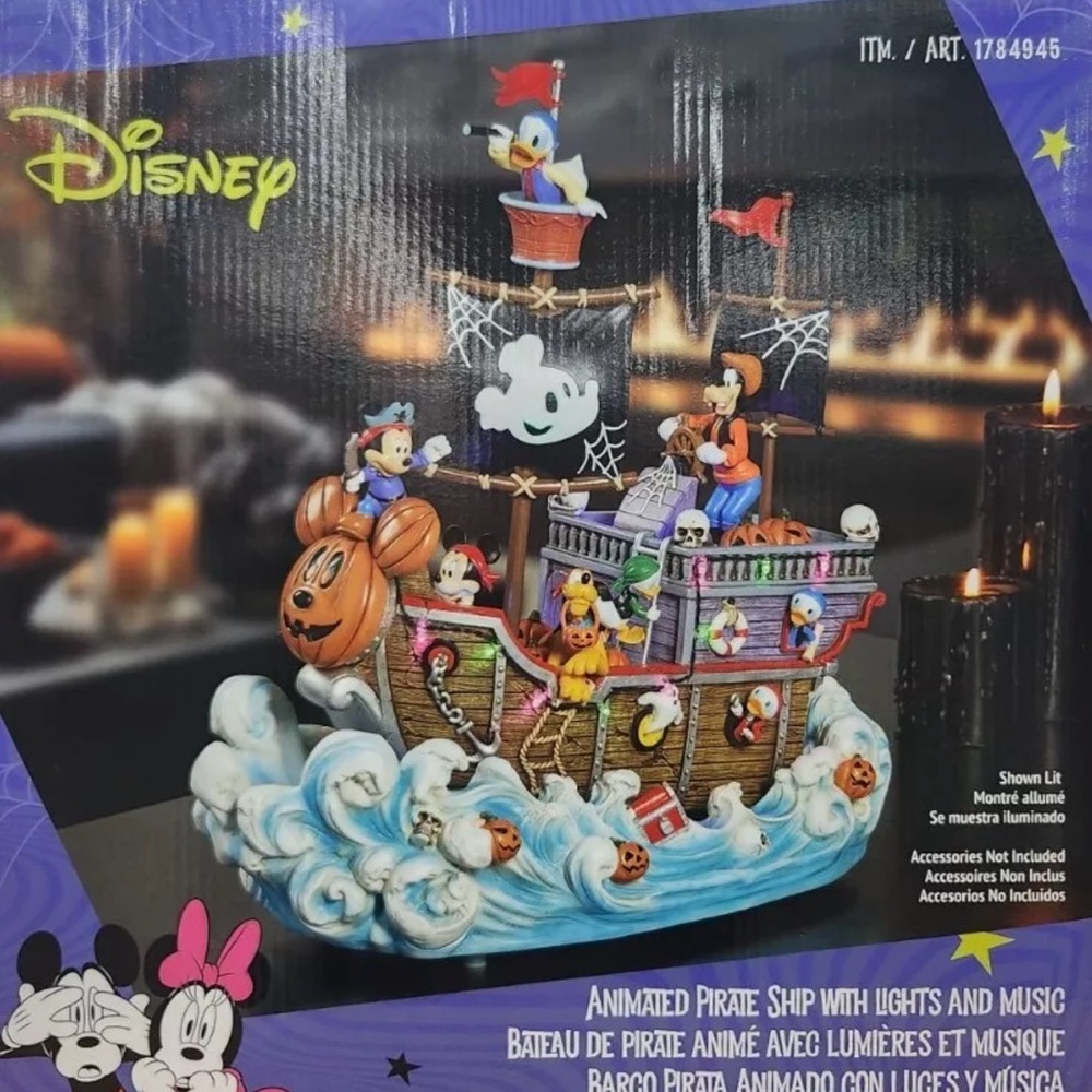 Disney Halloween Animated Pirate Ship with Lights And Music Mickey Mouse Costco